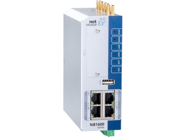 NetModule NB1601-LSc 4G, LTE-router 4xETH, 1xRS232, USB, I/O, 2xSIM, DIN